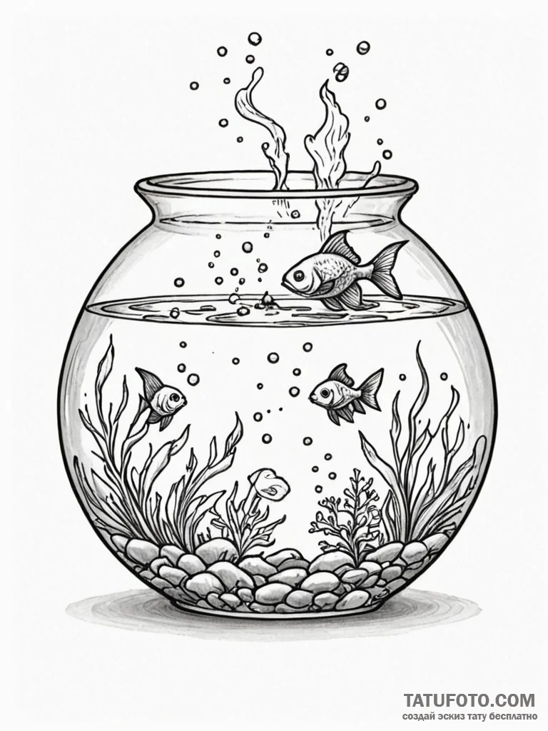 Tattoo design pisces fish wearing tiny snorke... - эскиз тату (№1751125558_0, 28.06.2025 15:45) — Tatufoto.com
