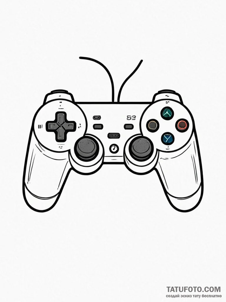 Tattoo sketch a classic game controller split... - эскиз тату (№1751125641_0, 28.06.2025 15:47) — Tatufoto.com