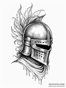 Tattoo sketch a medieval knight's helmet with... - эскиз тату (№1751125722_0, 28.06.2025 15:48) — Tatufoto.com