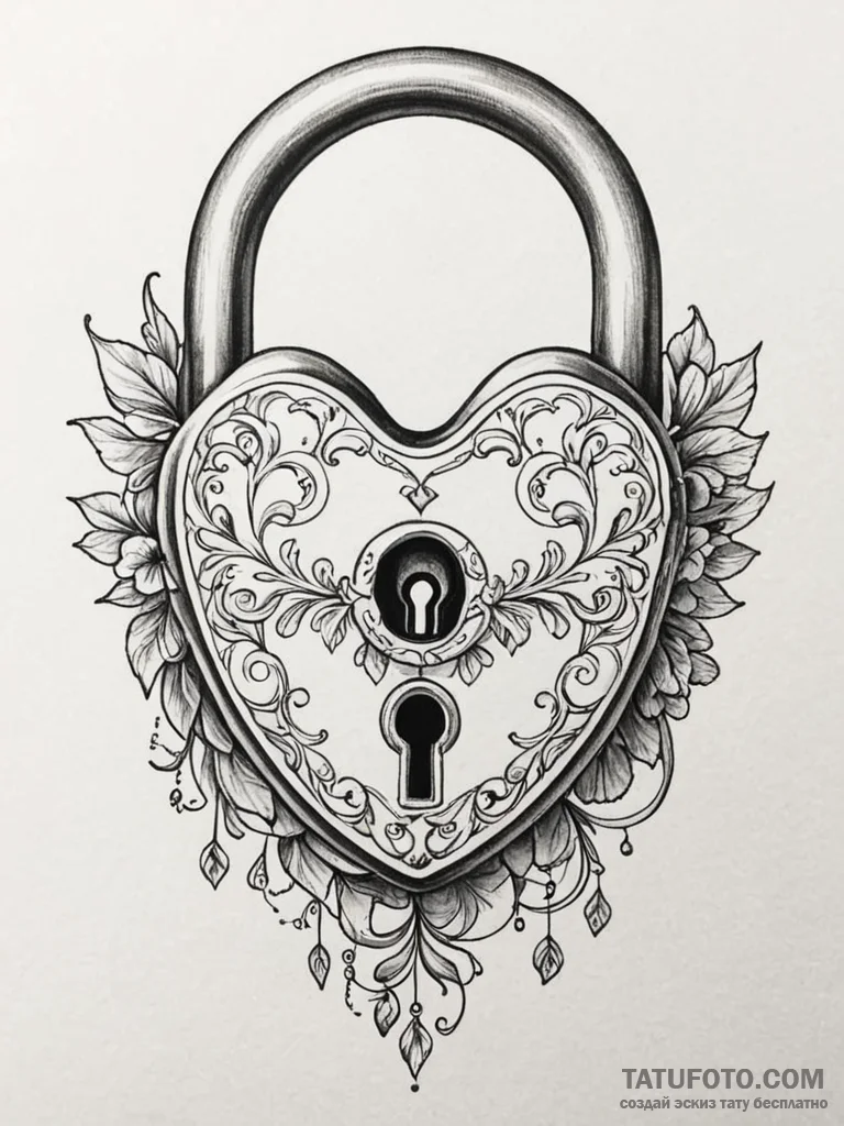 Tattoo design a stylized lock on one partner,... - эскиз тату (№1751127004_0, 28.06.2025 16:10) — Tatufoto.com