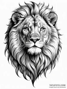 Tattoo sketch a majestic leo lion, its fur an... - эскиз тату (№1751127251_0, 28.06.2025 16:14) — Tatufoto.com