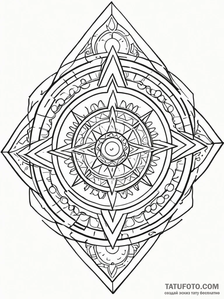 Tattoo design: a geometric mandala incorporat... - эскиз тату (№1751127334_0, 28.06.2025 16:15) — Tatufoto.com
