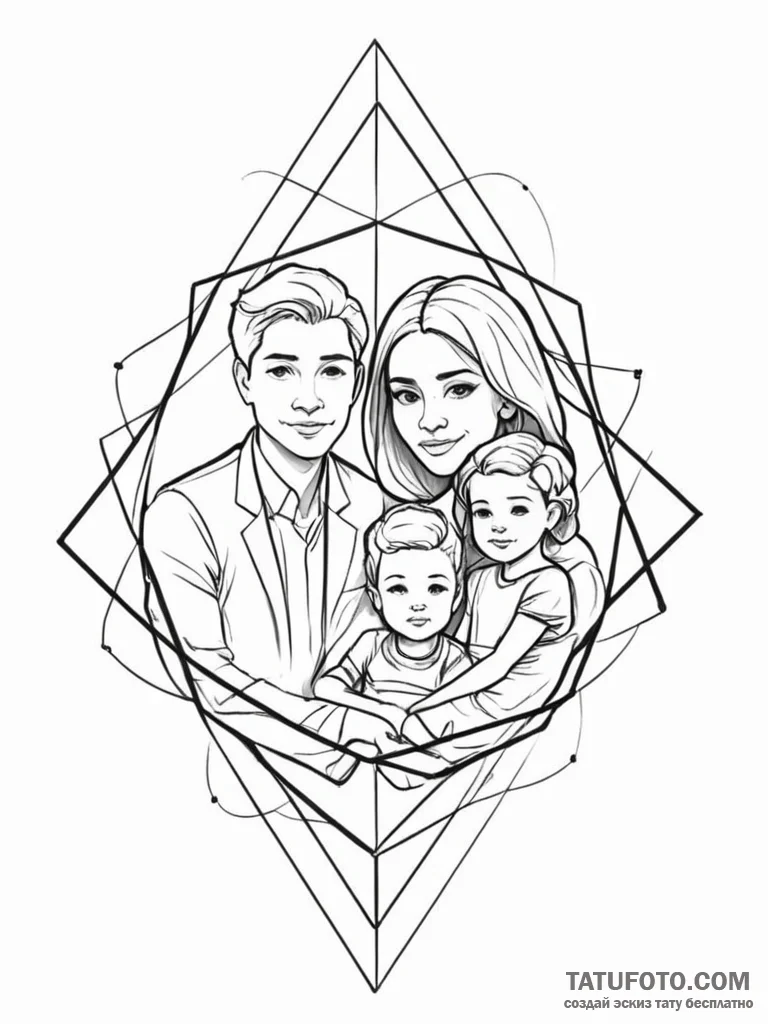 Tattoo design a simple, abstract "family port... - эскиз тату (№1751128244_0, 28.06.2025 16:30) — Tatufoto.com