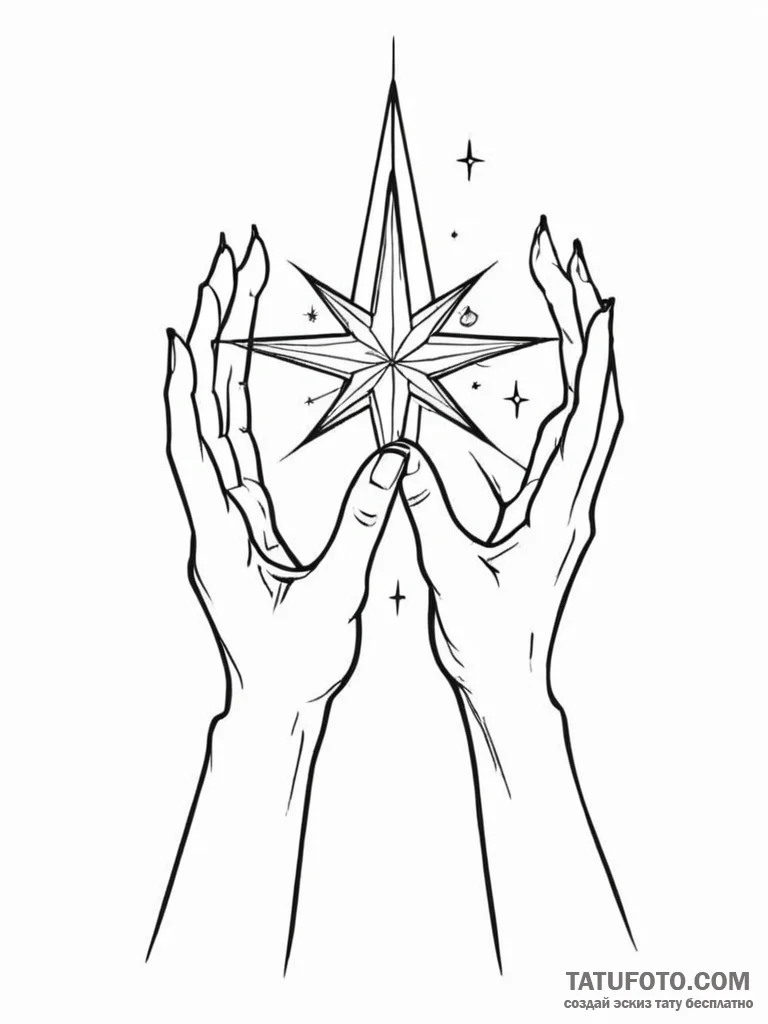 Tattoo sketch two hands reaching for the same... - эскиз тату (№1751128572_0, 28.06.2025 16:36) — Tatufoto.com