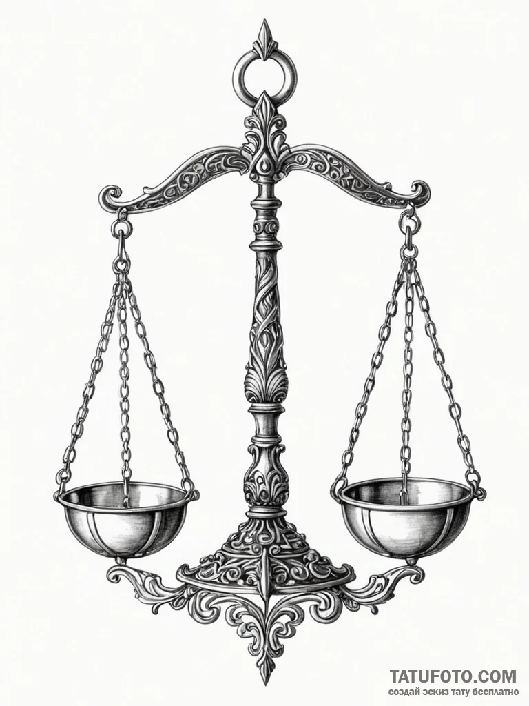 Tattoo sketch libra's scales, realistically d... - эскиз тату (№1751128902_0, 28.06.2025 16:41) — Tatufoto.com