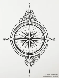 Tattoo design a simple 'compass' pointing to... - эскиз тату (№1751129799_0, 28.06.2025 16:56) — Tatufoto.com
