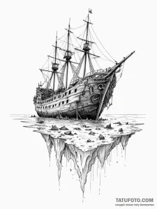 The eerie beauty of a shipwreck visible just... - эскиз тату (№1751129980_0, 28.06.2025 16:59) — Tatufoto.com