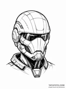 Tattoo design a sleek, futuristic soldier's h... - эскиз тату (№1751130155_0, 28.06.2025 17:02) — Tatufoto.com