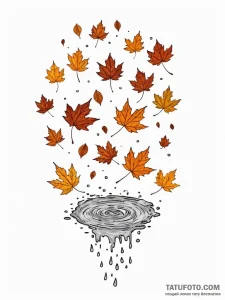A shot of autumn leaves floating on the surfa... - эскиз тату (№1751130806_0, 28.06.2025 17:13) — Tatufoto.com