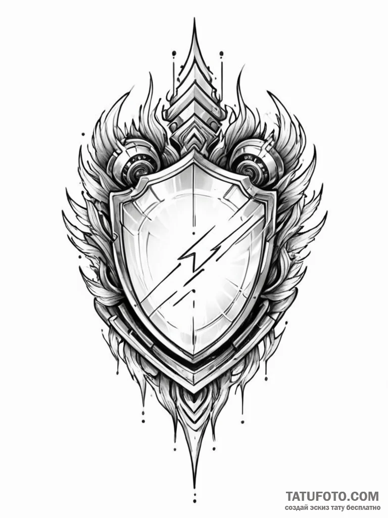 Tattoo sketch a digital shield with glitching... - эскиз тату (№1751131364_0, 28.06.2025 17:22) — Tatufoto.com