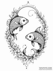 Tattoo design pisces fish in blackwork, with… — эскиз тату (№1751132519_0, 28.06.2025 17:41) — Tatufoto.com