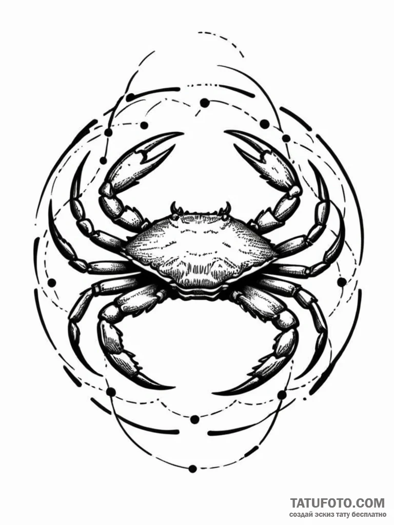 Tattoo design a cancer crab made of abstract,... - эскиз тату (№1751132844_0, 28.06.2025 17:47) — Tatufoto.com