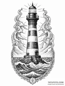 Tattoo sketch a lighthouse beam cutting throu… — эскиз тату (№1751132921_0, 28.06.2025 17:48) — Tatufoto.com