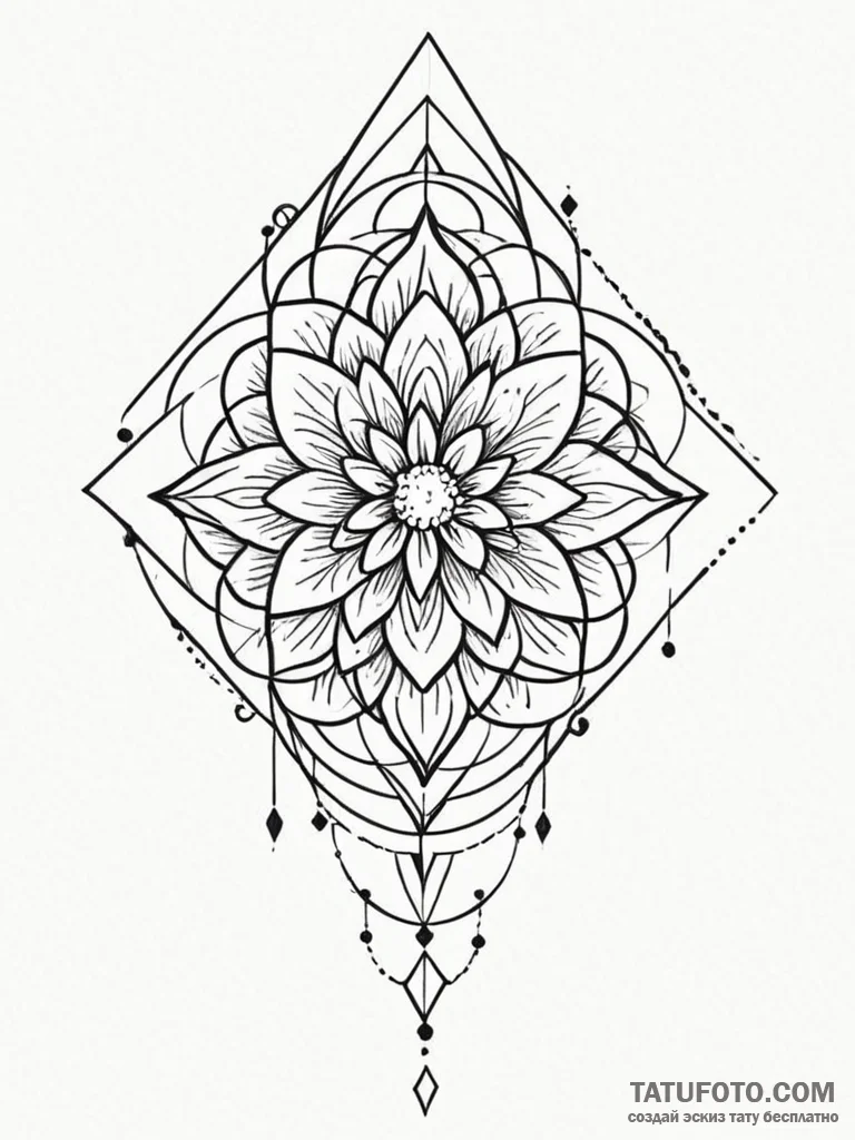 Tattoo design a geometric pattern that embodi... - эскиз тату (№1751133364_0, 28.06.2025 17:56) — Tatufoto.com