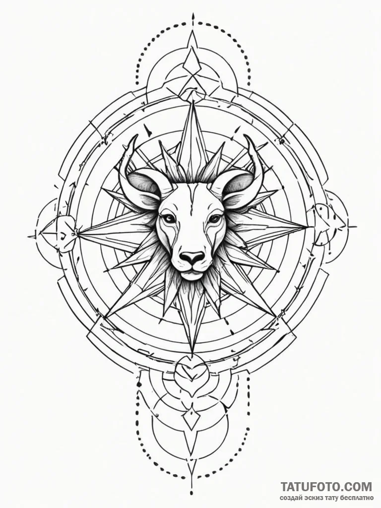 Tattoo sketch a zodiac symbol hidden within a... - эскиз тату (№1751133533_0, 28.06.2025 17:58) — Tatufoto.com