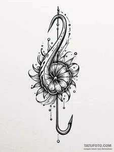 Tattoo design a powerful, simple fishing hook... - эскиз тату (№1751133709_0, 28.06.2025 18:01) — Tatufoto.com