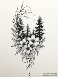 Tattoo sketch a subtle forest silhouette inco... - эскиз тату (№1751133873_0, 28.06.2025 18:04) — Tatufoto.com