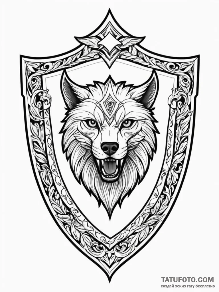 Tattoo design a stylized shield with a specif... - эскиз тату (№1751134644_0, 28.06.2025 18:17) — Tatufoto.com