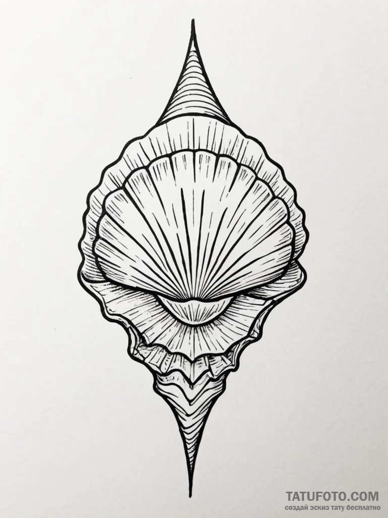Tattoo design a minimalist seashell, represen... - эскиз тату (№1751138207_0, 28.06.2025 19:16) — Tatufoto.com