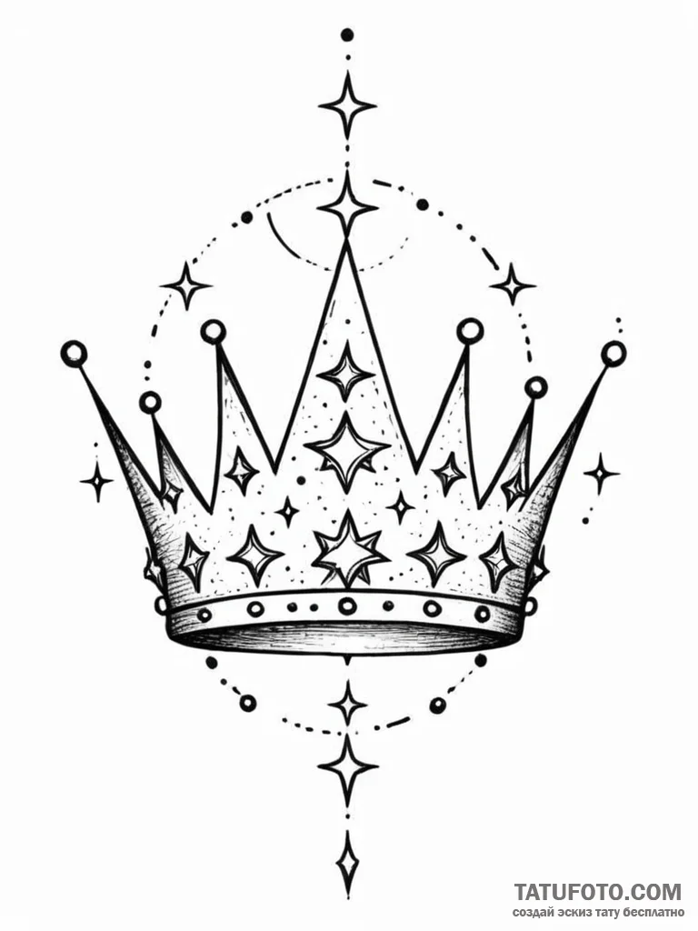 Tattoo sketch a crown made of celestial stars... - эскиз тату (№1751138367_0, 28.06.2025 19:19) — Tatufoto.com