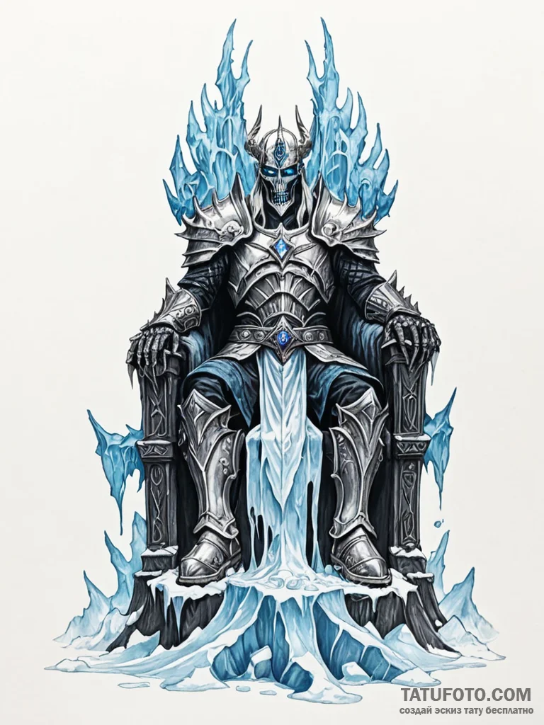 Lich king on a throne of ice and bone - эскиз тату (№1751138735_0, 28.06.2025 19:25) — Tatufoto.com