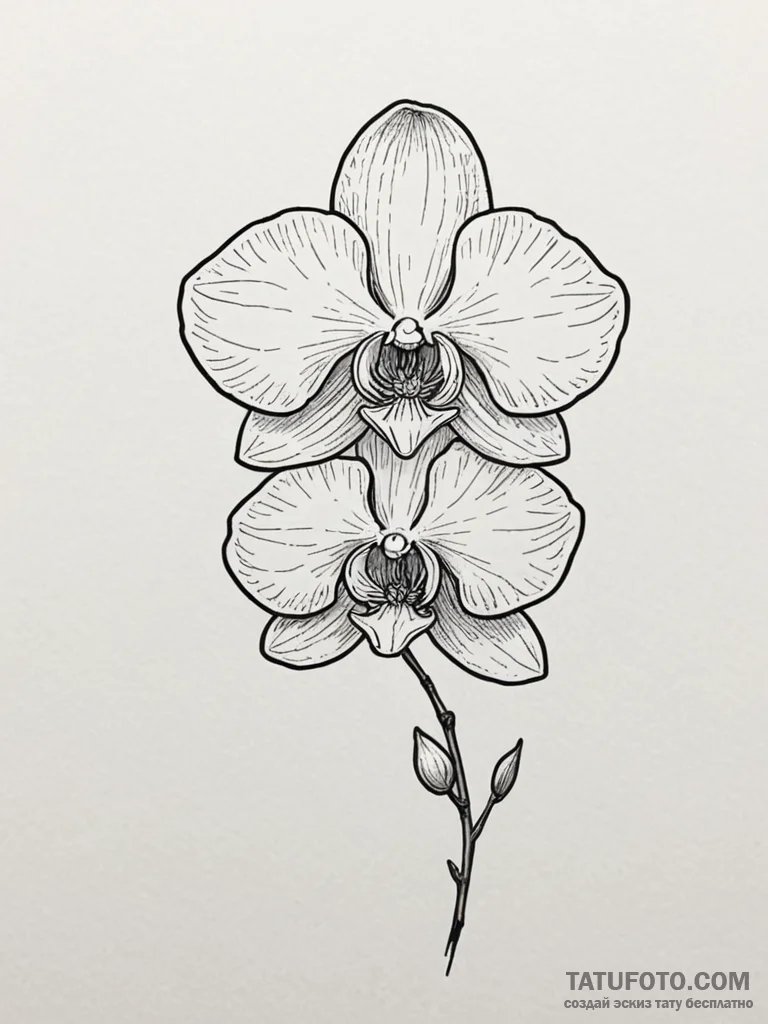 Tattoo design a single, elegant orchid, with... - эскиз тату (№1751139939_0, 28.06.2025 19:45) — Tatufoto.com