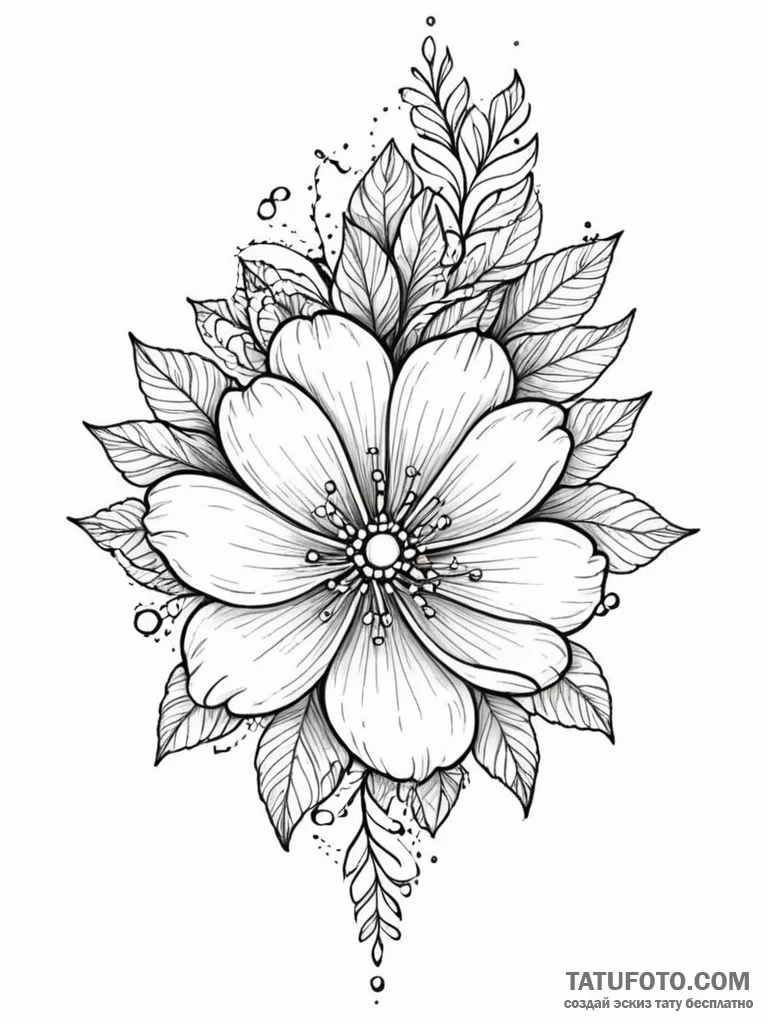Tattoo sketch a blooming flower with subtle l... - эскиз тату (№1751140245_0, 28.06.2025 19:50) — Tatufoto.com