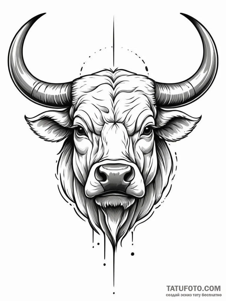 Tattoo sketch a stylized bull's head, solid a... - эскиз тату (№1751141125_0, 28.06.2025 20:05) — Tatufoto.com