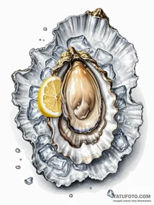 A hyperrealistic shot of a fresh oyster on a... - эскиз тату (№1751142921_0, 28.06.2025 20:35) — Tatufoto.com