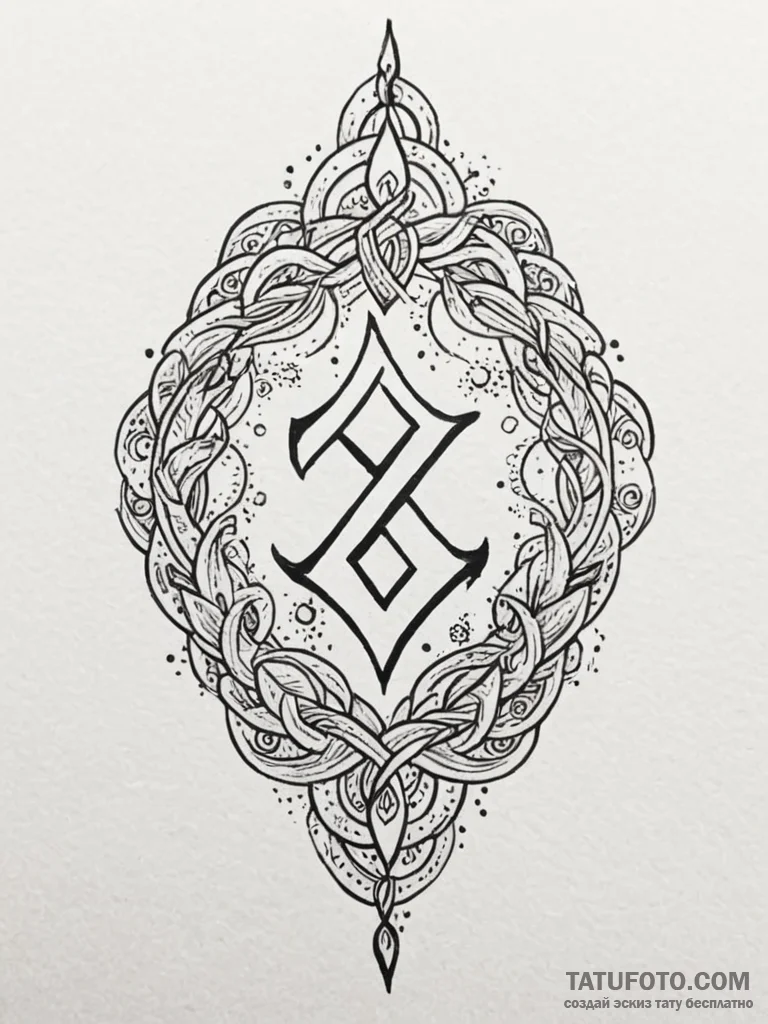 152. tattoo design: a "gadat" rune with swirl... - эскиз тату (№1751144407_0, 28.06.2025 21:00) — Tatufoto.com