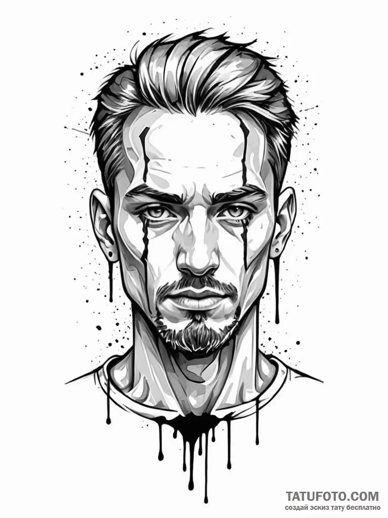 Tattoo sketch a pixelated character dissolvin... - эскиз тату (№1751144665_0, 28.06.2025 21:04) — Tatufoto.com