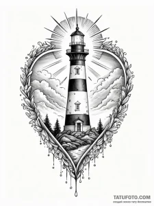 Tattoo design a lighthouse whose light beam f... - эскиз тату (№1751145454_0, 28.06.2025 21:17) — Tatufoto.com