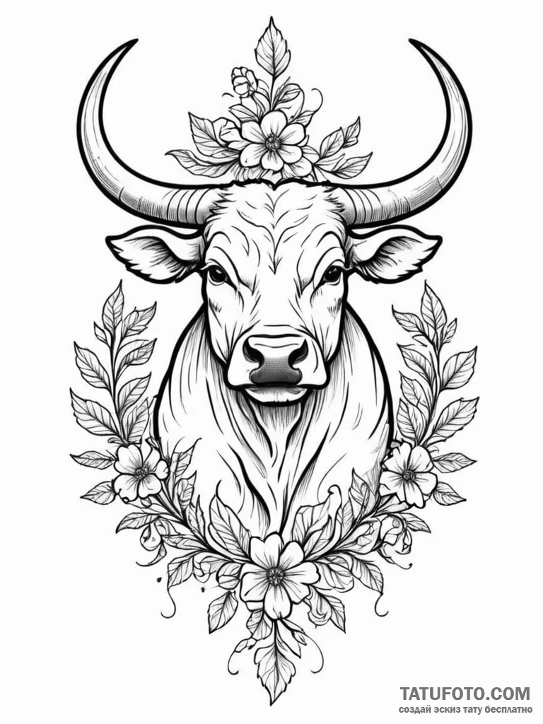 Tattoo design a taurus bull's outline made of... - эскиз тату (№1751145720_0, 28.06.2025 21:22) — Tatufoto.com