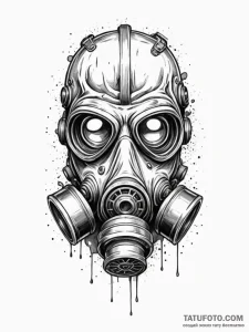 Tattoo sketch a stylized gas mask with a sing... - эскиз тату (№1751145988_0, 28.06.2025 21:26) — Tatufoto.com