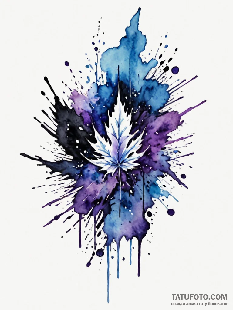 Tattoo sketch: watercolor splashes of deep bl... - эскиз тату (№1751146083_0, 28.06.2025 21:28) — Tatufoto.com