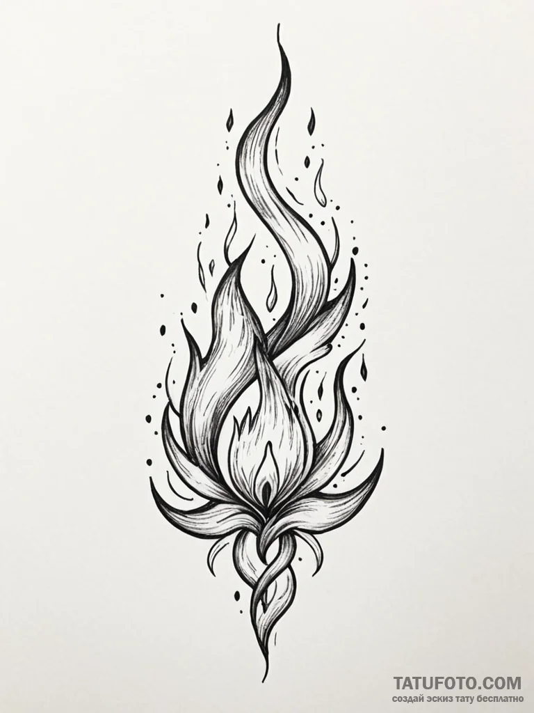 Tattoo sketch a powerful, abstract flame. - эскиз тату (№1751147193_0, 28.06.2025 21:46) — Tatufoto.com