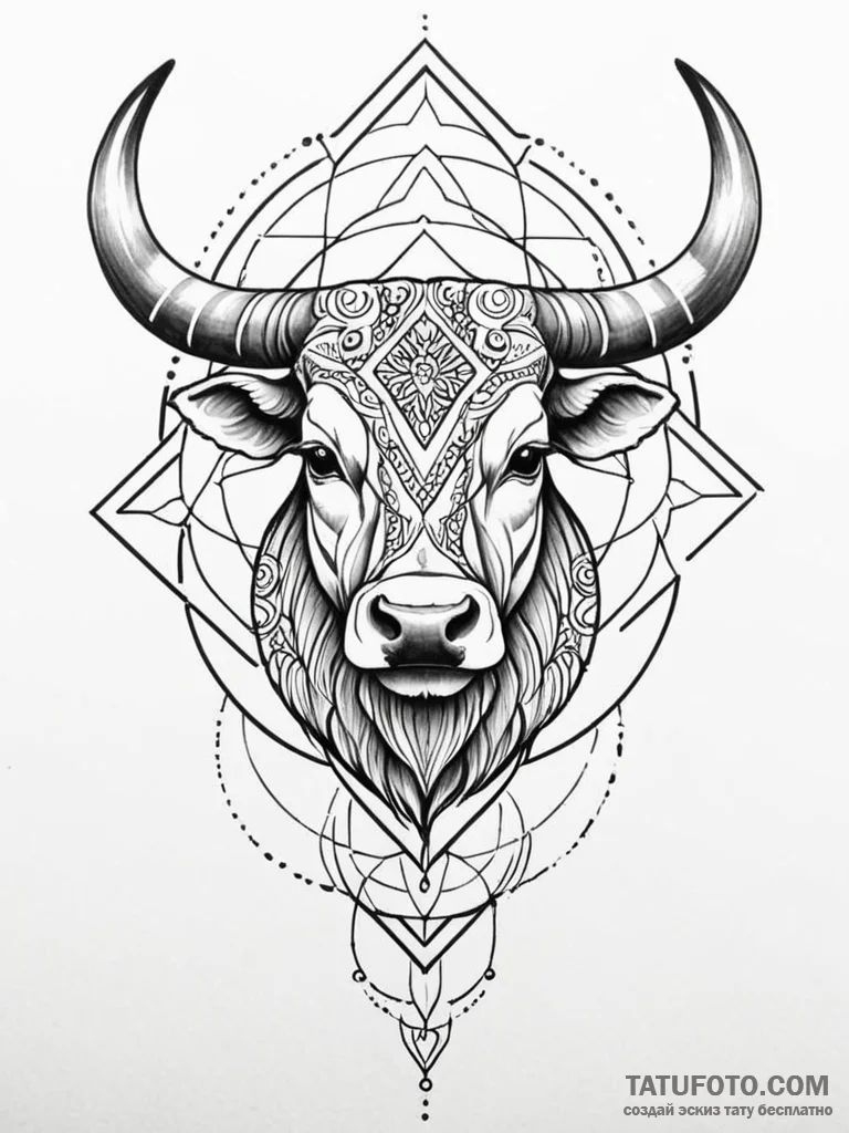 Tattoo design a taurus bull in neo-traditiona... - эскиз тату (№1751147412_0, 28.06.2025 21:50) — Tatufoto.com