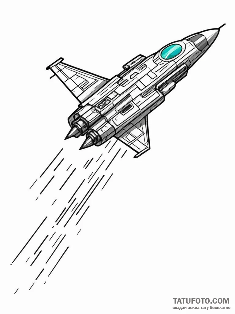 Tattoo design a retro spaceship shooting pixe... - эскиз тату (№1751147583_0, 28.06.2025 21:53) — Tatufoto.com