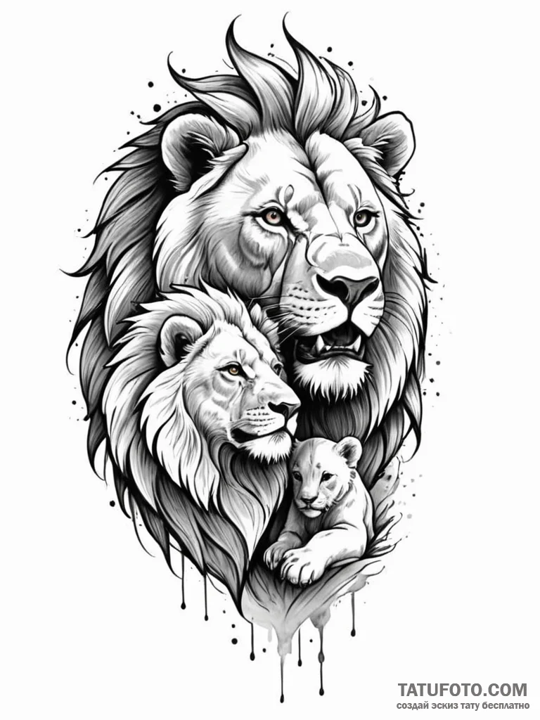 Tattoo design a powerful lion or bear protect... - эскиз тату (№1751148164_0, 28.06.2025 22:02) — Tatufoto.com