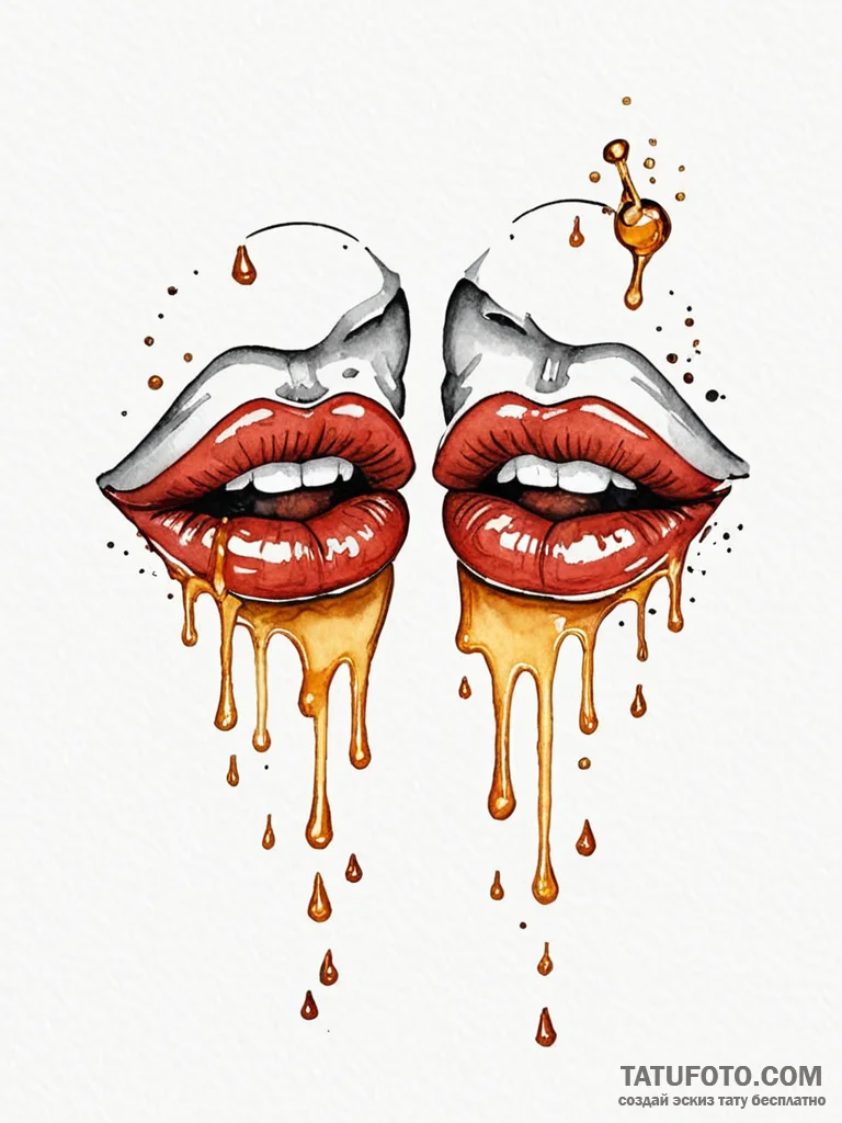 Tattoo sketch a pair of lips, slightly parted... - эскиз тату (№1751148409_0, 28.06.2025 22:06) — Tatufoto.com