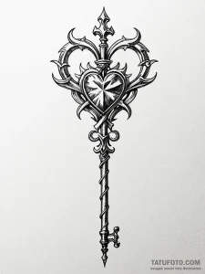 Tattoo design a scepter with a heart at its t... - эскиз тату (№1751148736_0, 28.06.2025 22:12) — Tatufoto.com