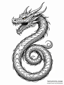 Tattoo design a coiled serpent or dragon, rep... - эскиз тату (№1751148819_0, 28.06.2025 22:13) — Tatufoto.com