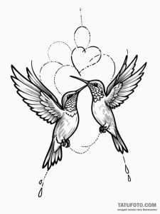Tattoo sketch a pair of hummingbirds, symboli... - эскиз тату (№1751148963_0, 28.06.2025 22:16) — Tatufoto.com