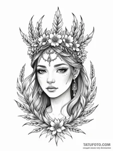 Tattoo design: a portrait of mokosh, with a s... - эскиз тату (№1751149303_0, 28.06.2025 22:21) — Tatufoto.com