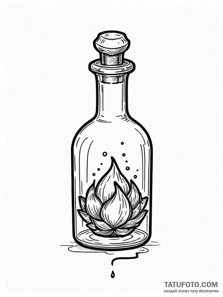 Tattoo sketch a tiny stylized potion bottle l... - эскиз тату (№1751149785_0, 28.06.2025 22:29) — Tatufoto.com
