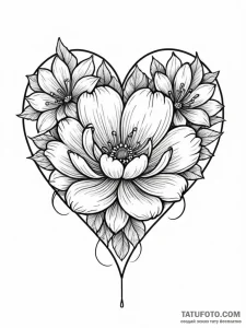 Tattoo sketch a crayon drawing style heart or... - эскиз тату (№1751149965_0, 28.06.2025 22:32) — Tatufoto.com