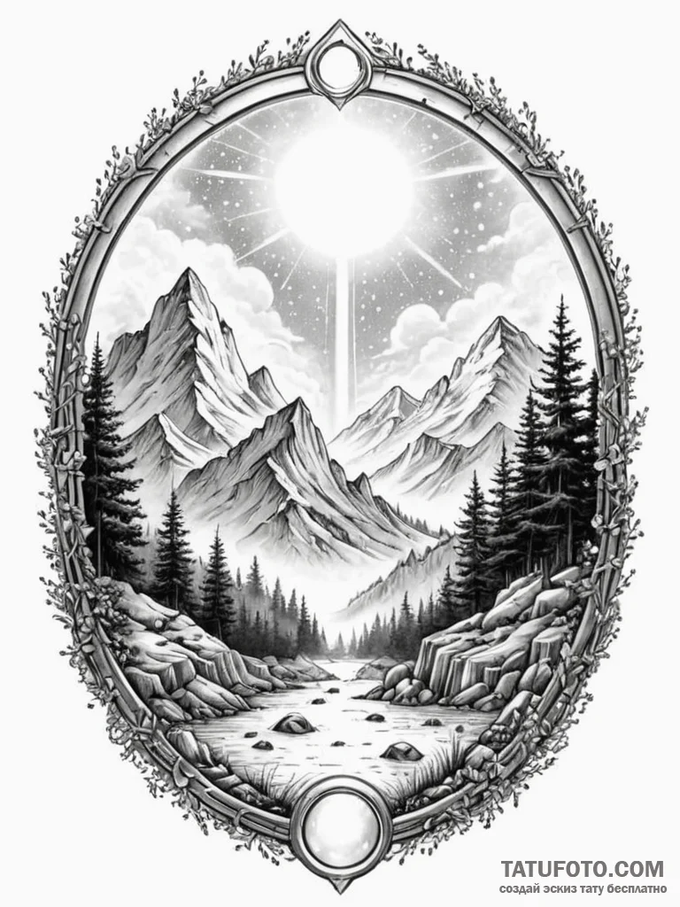 Tattoo sketch a glowing portal frame opening... - эскиз тату (№1751150558_0, 28.06.2025 22:42) — Tatufoto.com