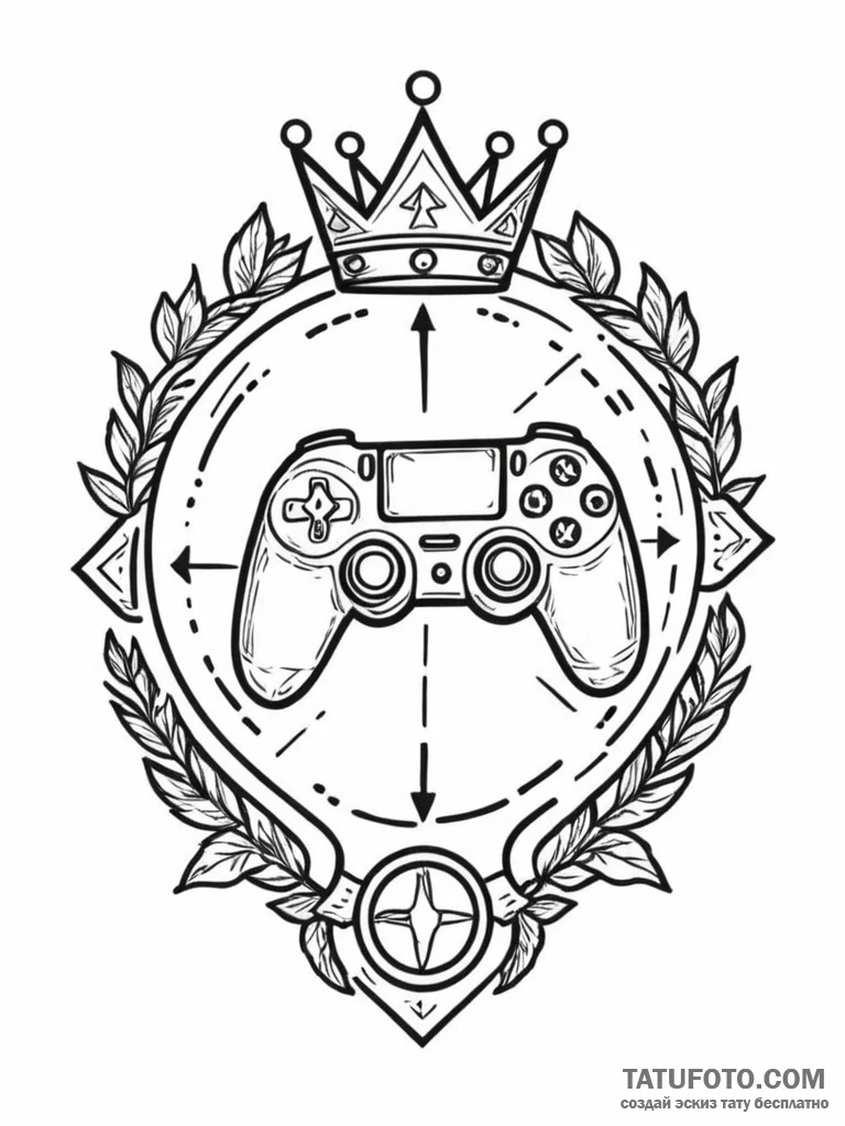 Tattoo sketch a "pro gamer" badge with a crow... - эскиз тату (№1751150813_0, 28.06.2025 22:46) — Tatufoto.com