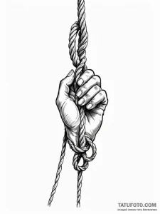 Tattoo design a hand firmly gripping a rope,... - эскиз тату (№1751150987_0, 28.06.2025 22:49) — Tatufoto.com