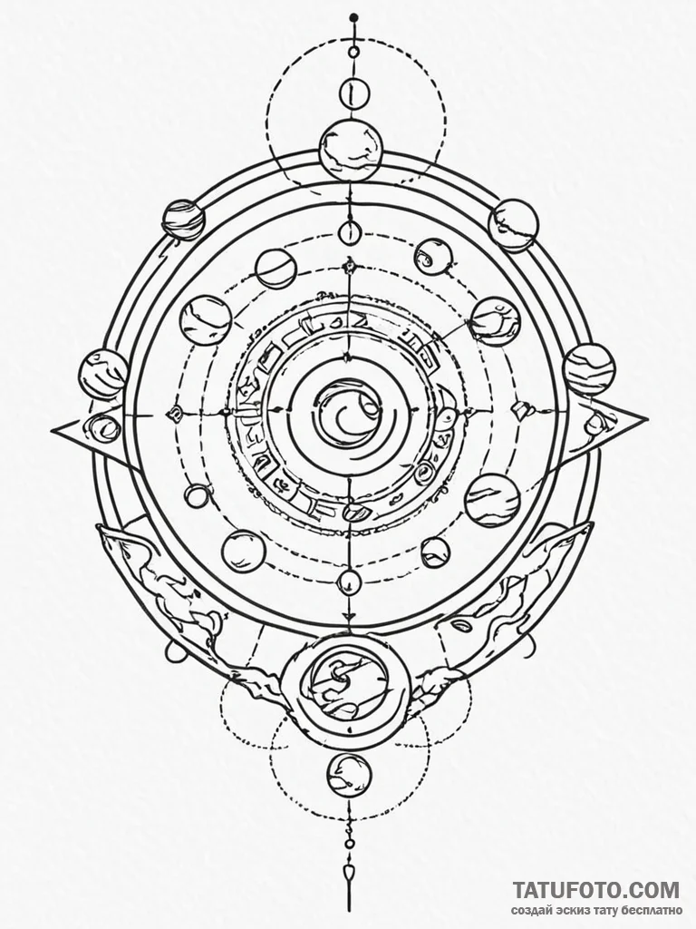 Tattoo design the ruling planet's symbol inte... - эскиз тату (№1751151412_0, 28.06.2025 22:56) — Tatufoto.com